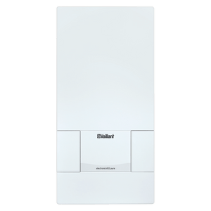 Vaillant Durchlauferhitzer electronic VED pure 💧, ideal für sofort warmes Wasser und effiziente Nutzung, design in Weiß.