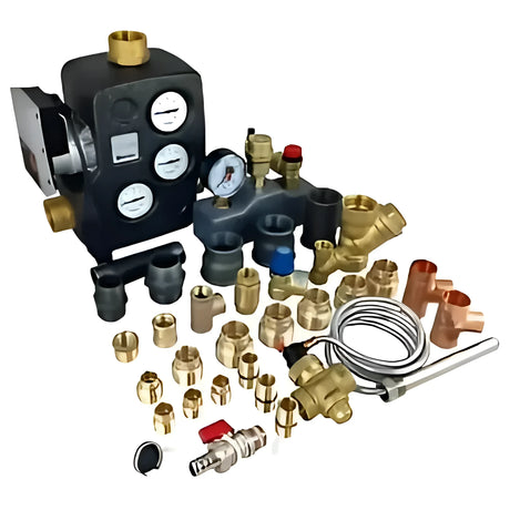 Komplettpaket Attack SLX Lambda Touch 35 kW plus Pufferspeicher mit Wärmetauscher.