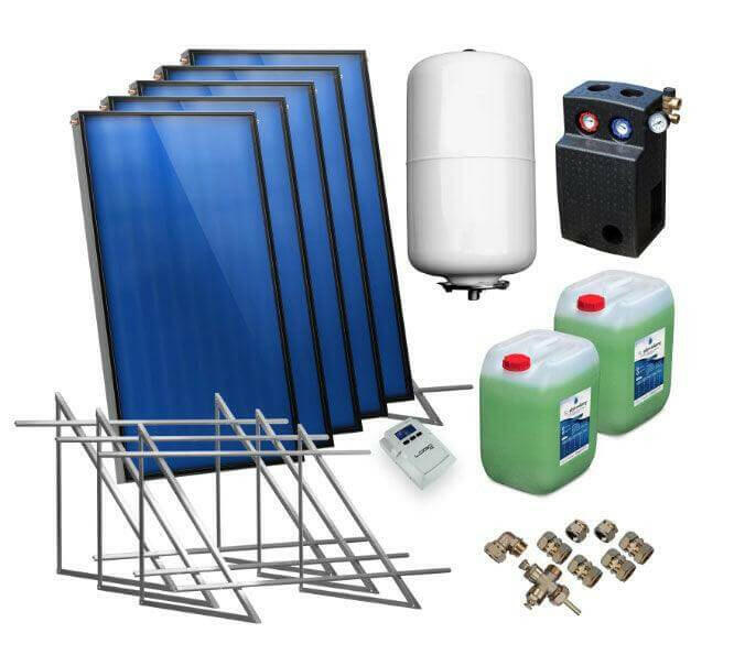 Solarpaket Flachkollektor AMX2.0 10.15 m² für Flachdach.