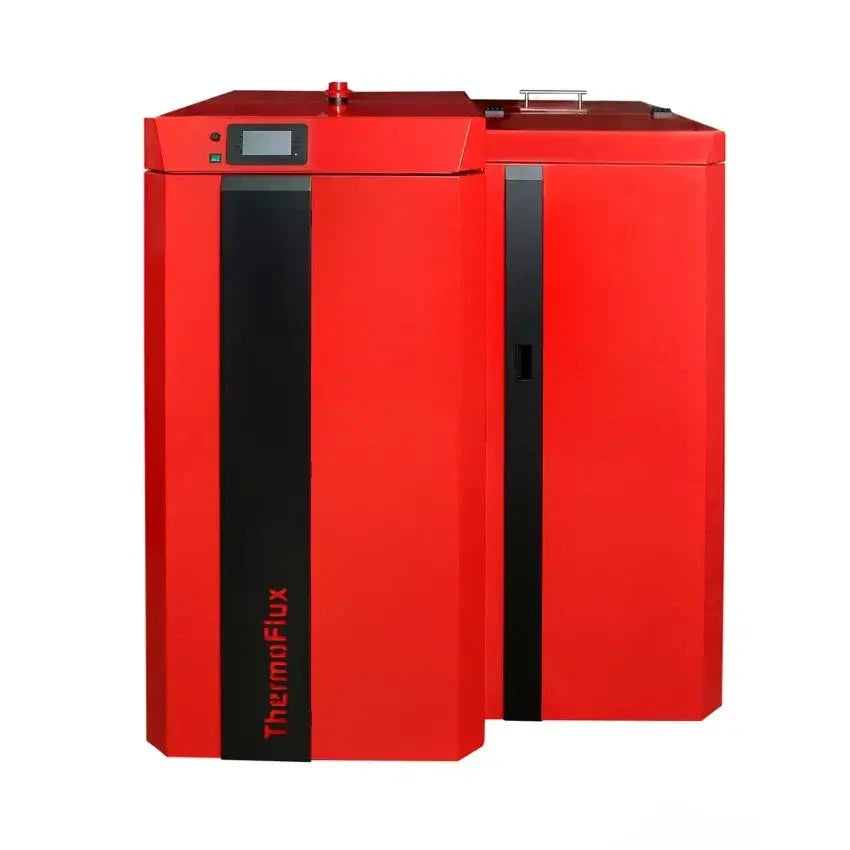 Rote und schwarze Thermoflux Heizungsanlage im Produkt Thermoflux PID Logic Kombi 45 kW