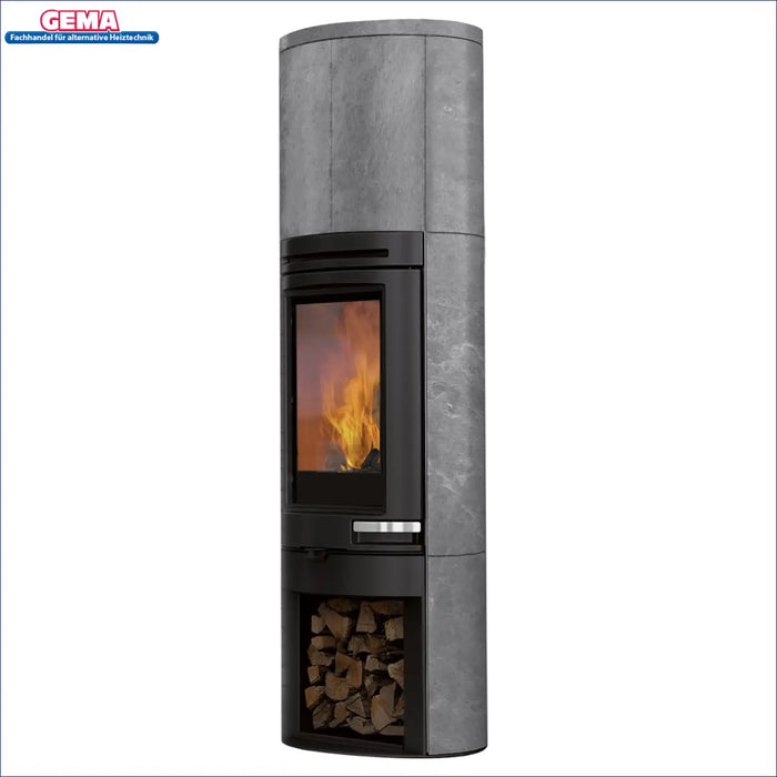 Edilkamin Tally S Evo 9,1 kW Kaminofen 🔥 mit großem Fenster und Holzlager für gemütliche Wärme 🌟.