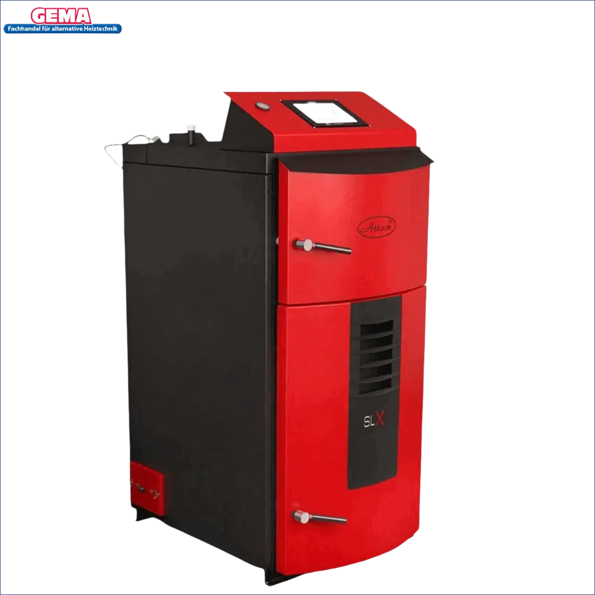 Rotes und schwarzes Heizsystem des Holzvergasers Attack SLX Lambda Touch 30 kW