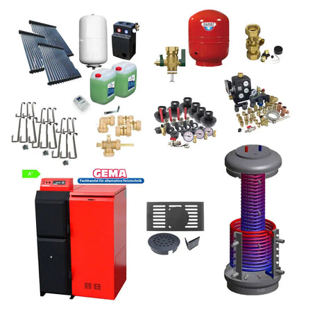 Komplettpaket mit Röhrenkollektoren.