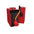 Rot-schwarzer Festbrennstoffkessel.
