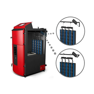 Red and black pellet boiler with internal components für attack slx kombikessel 30 kW