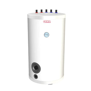 GEMA Warmwasserspeicher mit Wärmetauscher für effiziente 🌞 Warmwasserbereitung, 100-180L Kapazität.