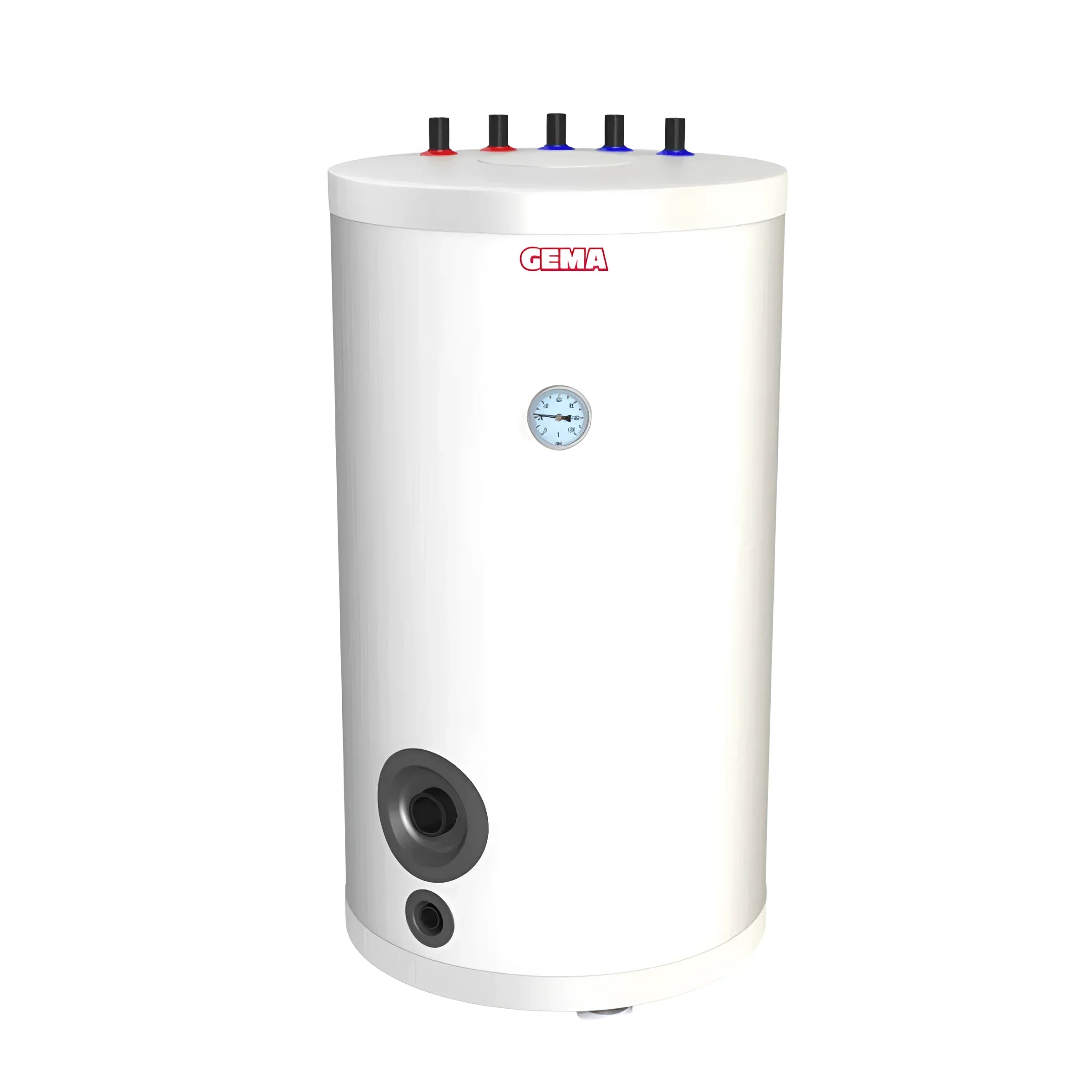 Weiße zylindrische Warmwasserspeicher mit Top-Anschluss, Temperaturanzeige, sichere Warmwassererwärmung