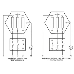 Electrical wiring diagrams for Heizstab Heizpatrone 6 kW AG 1 ½“ Notheizung PV