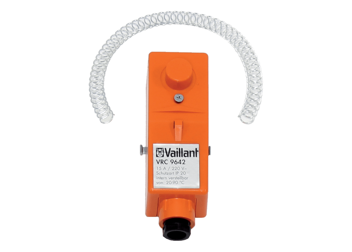 Vaillant VRC 9642 thermostat, orange ⚙️, featuring advanced technology for efficient heating control.