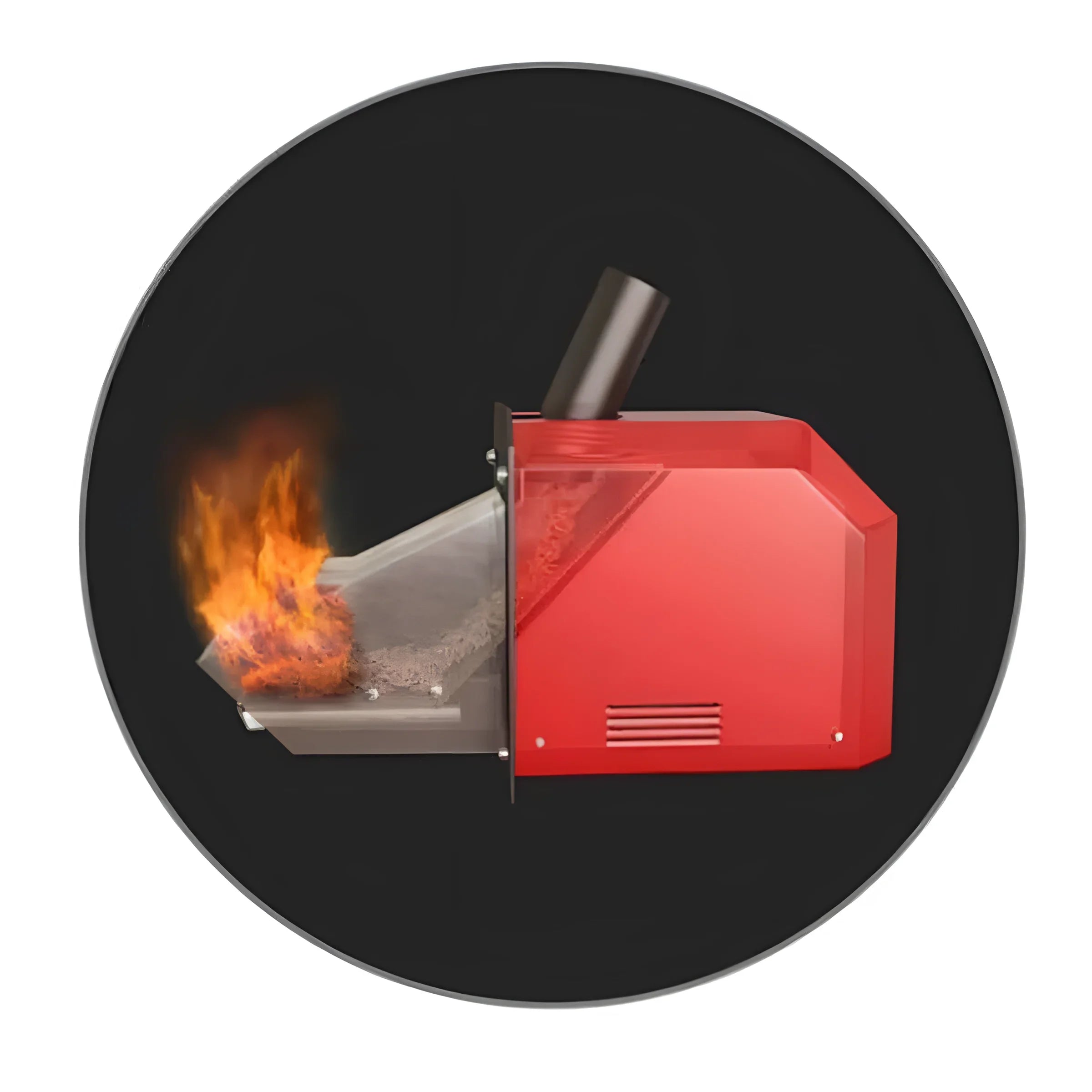 Red Pelletkessel mit Flammen, Attack SLX Kombikessel für Holz und Pellets 30 kW