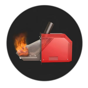 Red Pelletkessel mit Flammen, Attack SLX Kombikessel für Holz und Pellets 30 kW