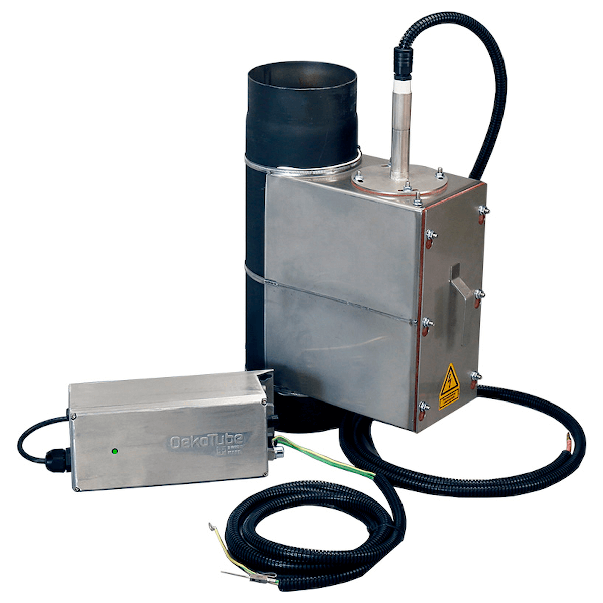 Partikelabscheider AT-PA-2 150 für Pellet- und Holzvergaserkessel mit 💡 Anschluss und Abgastemperatur-Sonde