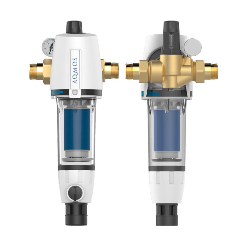 Vattenavhärdningsanläggning AQMOS R2D2-72 Black Edition Set med backspolningsfilter, anslutningssats och monteringsblock