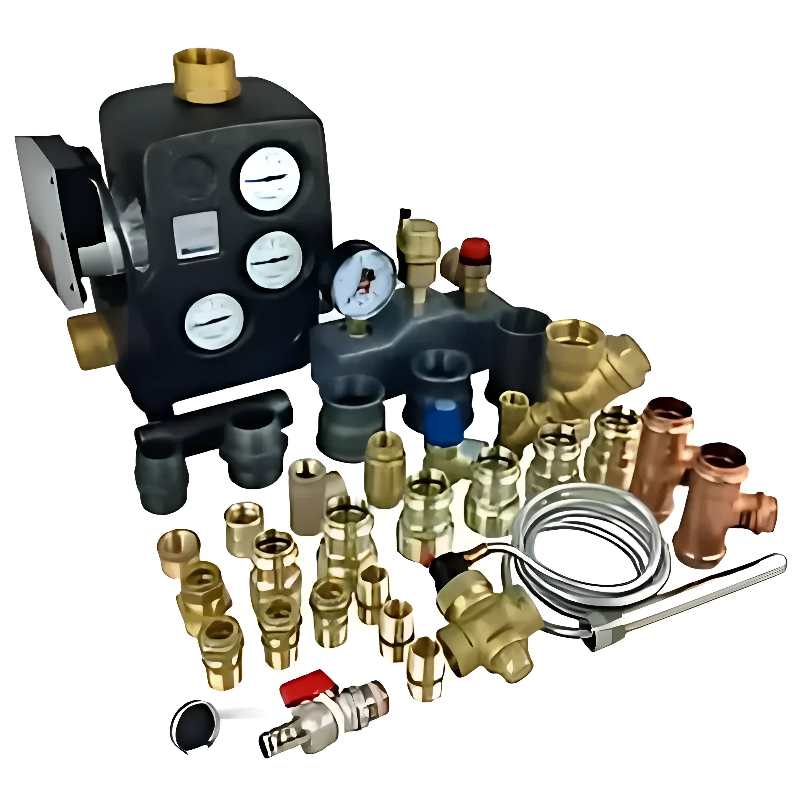 Plumbing und Heizkomponenten für Rotes und schwarzes Pelletskesselsystem mit Pufferspeicher, Attack SLX Komplettpaket