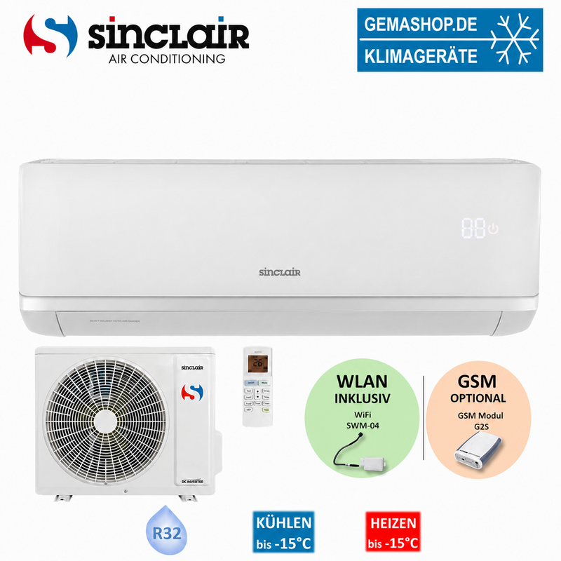 Split-Klimaanläggning Sinclair Ray SIH-09BIR + SOH-09BIR2 2,7 kW