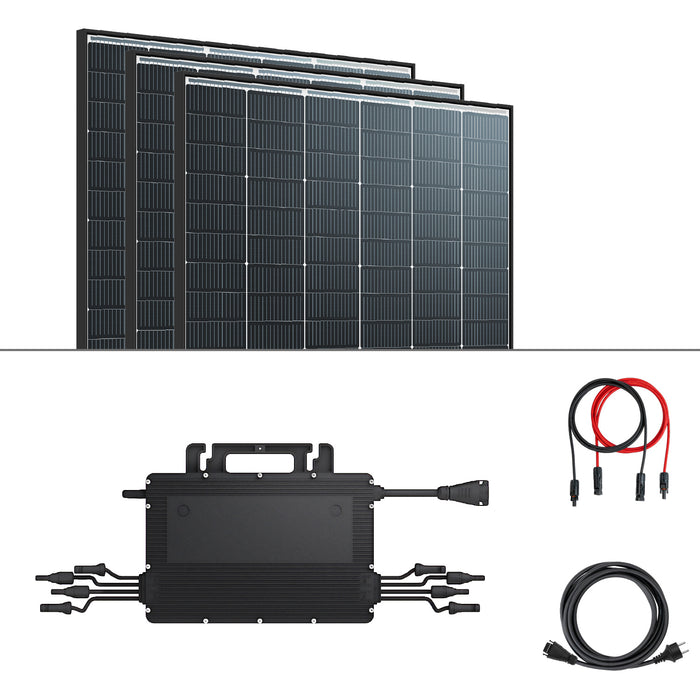 Balkongkraftverk 3x Trina Solar Modul Hoymiles HMS-1600W Mikroweckselriktare Komplettset Svart Ram