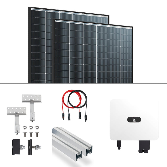 PV Komplettpaket Huawei 15KW Snedtaksmontage Trina 435 Vertex S+ Svart Ram Modul