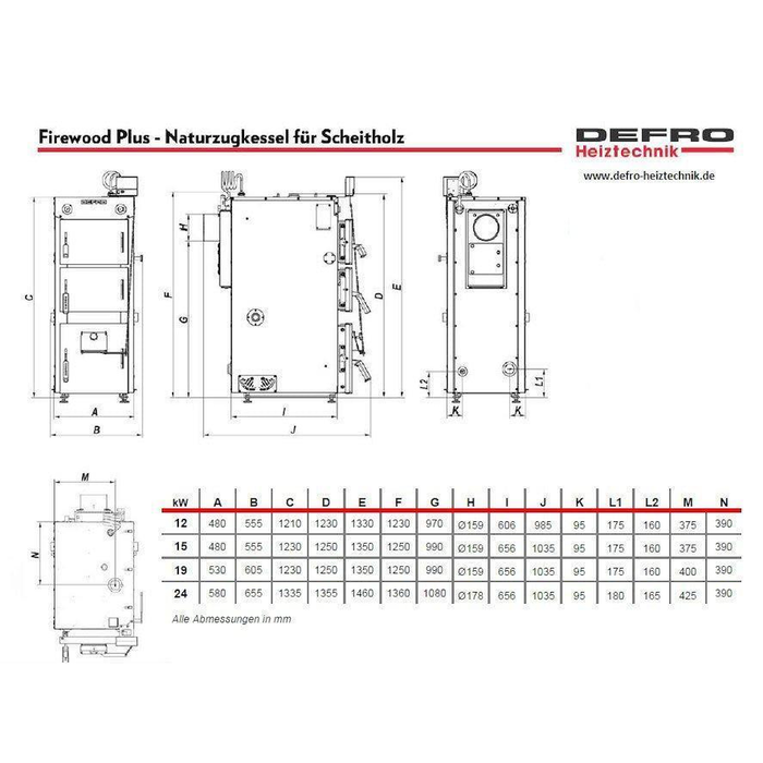 Defro Firewood 24 kW plus Hygienespeicher mit 1 WT