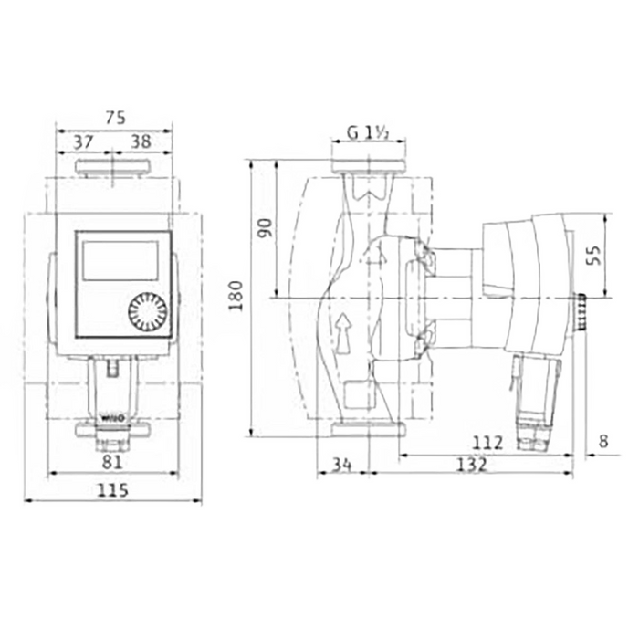 Cirkulationspump Wilo Stratos Pico DN 25 | Bygglängd 180 mm