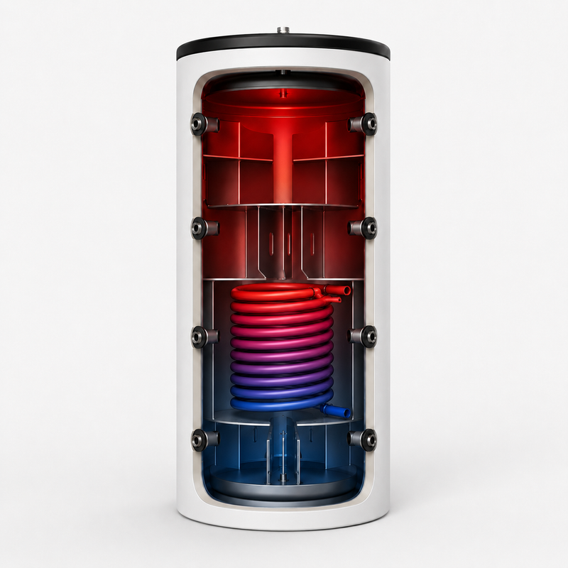 Layer Buffer Tank with 1 Heat Exchanger – 600 Liters
