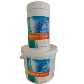 Chlor Schock Granulat schnelllöslich.