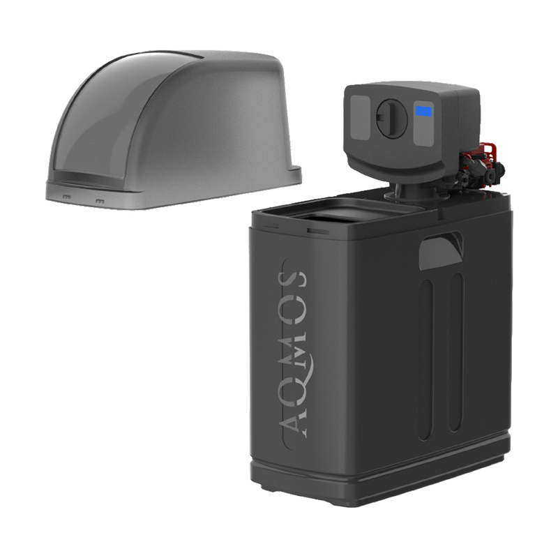 Vattenavhärdningsanläggning AQMOS R2D2-72 Black Edition Set med backspolningsfilter, anslutningssats och monteringsblock