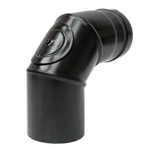 Rauchrohr-👷 für Pelletöfen, 80 mm, schwarzer Winkel. Ideal für Schornsteinanschlüsse und effiziente Abgasführung.