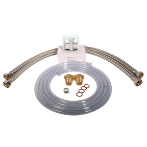 Bild eines Wasserenthärtungsanlagen-Installationskits mit Braided hoses und Brass fittings