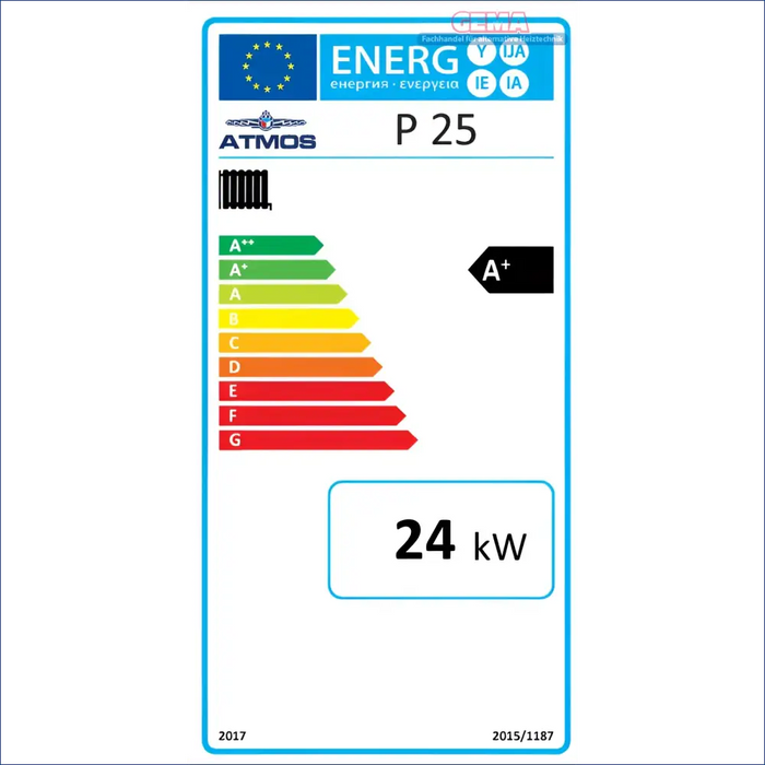 Energieeffizienzlabel für verschiedene Holz- und Pelletheizkessel auf Produktseite
