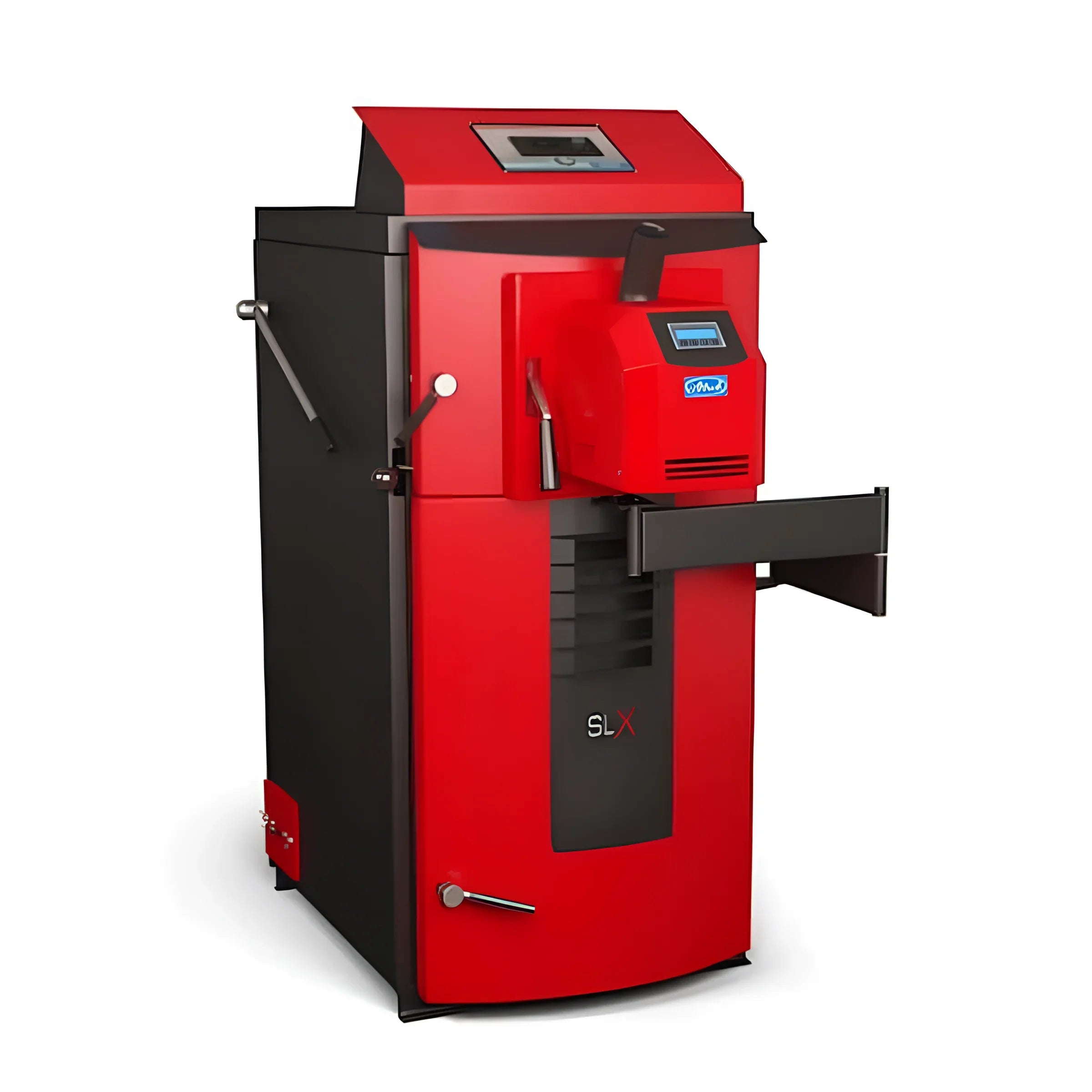 Red und schwarzer industrieller Kessel des Attack SLX Kombikessels für Holz und Pellets