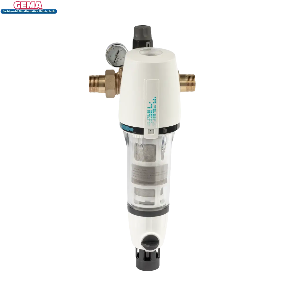 Hauswasserfilter mit Rückspülautomatik und Druckminderer, Wasserdruckanzeige, 1 Zoll