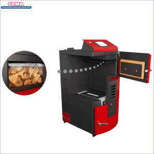 Rote und schwarze Holzvergaserheizung im Produkt Holzvergaser Attack SLX Lambda Touch 30 kW
