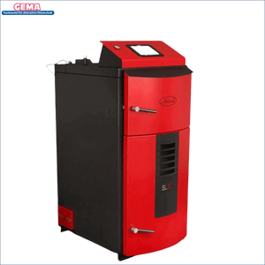 Rotes und schwarzes Heizsystem des Holzvergasers Attack SLX Lambda Touch 30 kW