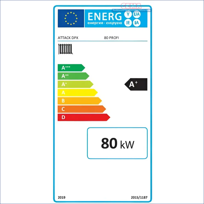 Energieeffizienzlabel auf Industriekessel mit 80 kW Holzvergaser und PID-Regelung