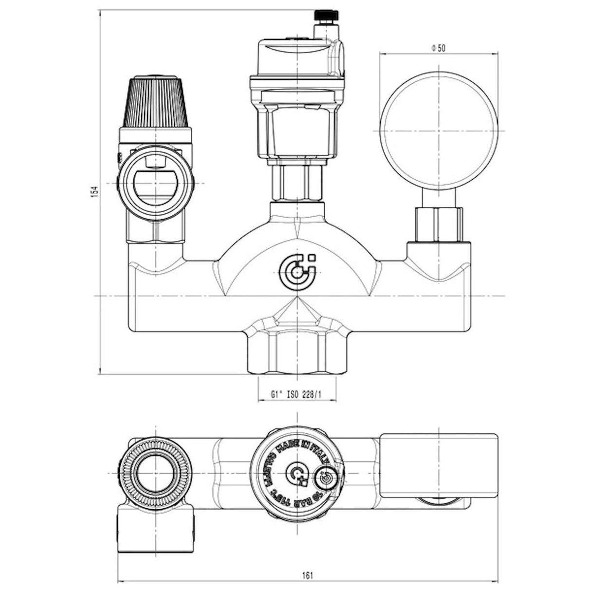 Kesselsicherheitsgruppe 1" Caleffi mit Druckregler für Heizungsanlagen - GEMA Shop