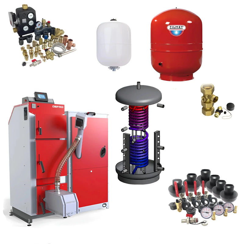 Komplettpaket Defro Komfort Ekopell 14 kW plus hygienbehållare med 1 värmeväxlare - GEMA Shop