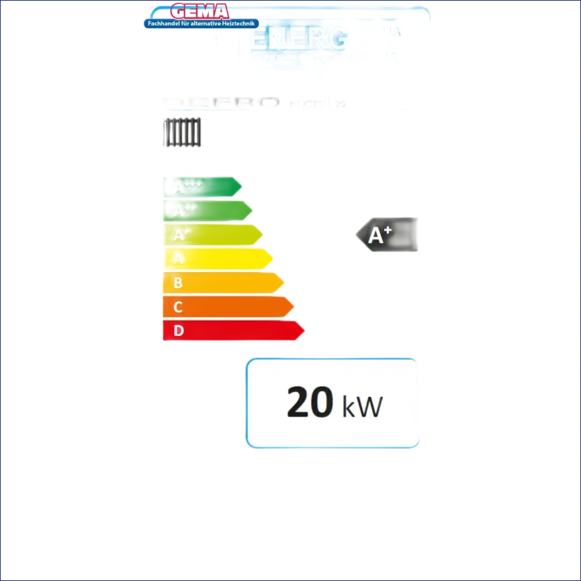 Energieeffizienzlabel für Pelletkessel NEXTPELL+ 20 kW mit langer Lebensdauer und technischen Daten