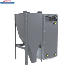 Graue Industrieanlage Pelletkessel NEXTPELL+ 20 kW mit langer Lebensdauer und technischen Daten