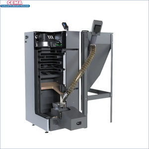 Bild eines grauen Pelletkessel NEXTPELL+ 20 kW mit Hopper, langlebig und hohe technische daten