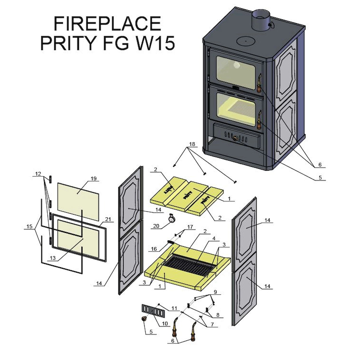 Stufa a legna ad acqua con vano cottura Prity FGW15 - 19,8 kW