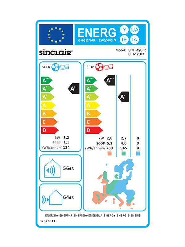 Split-Klimaanläggning Sinclair Ray SIH-09BIR + SOH-09BIR2 2,7 kW