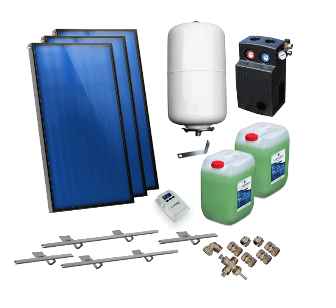 Solarpaket plan kollektor AMX2.0 6.09 m² för snedtak - GEMA Shop
