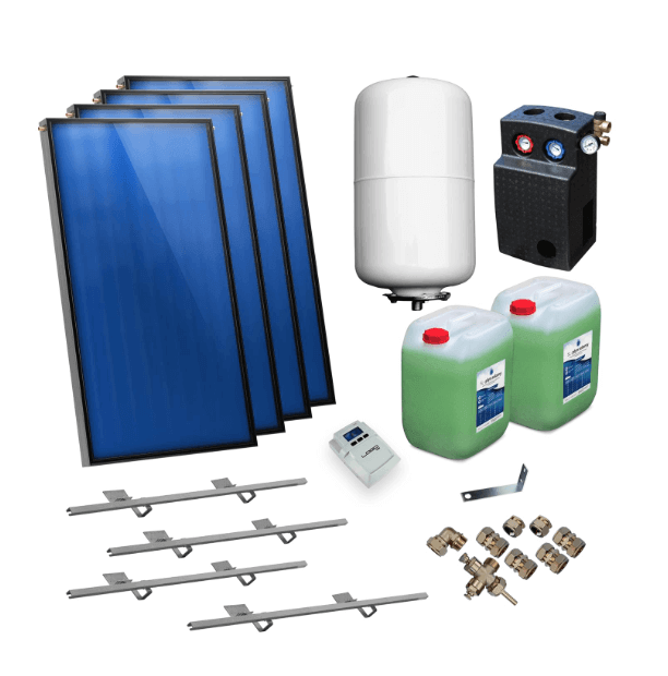 Solarpaket plan kollektor AMX2.38 9.52 m² för snedtak - GEMA Shop