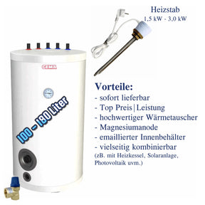 Trinkwasserspeicher Warmwasserspeicher mit Heizstab - GEMA Shop